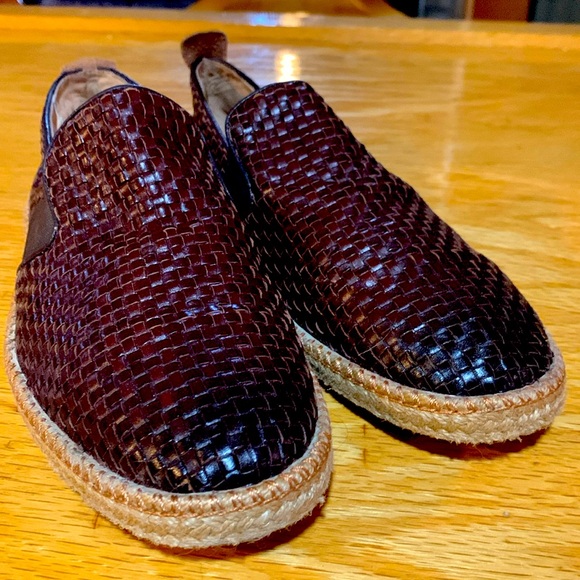BEAUTIFUL WARFIELD & GRAND ESPADRILLES SZ 9.5 LEATHER UPPER & LINING ARBOR BROWN - Picture 1 of 7